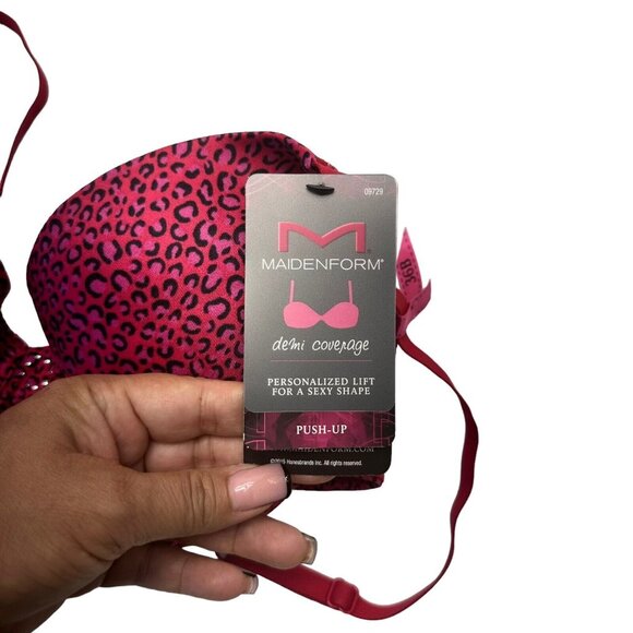 Maidenform Demi Coverage Bra Red-Pink Cheetah Print Style 09729 Women SZ 36B New - Picture 9 of 11